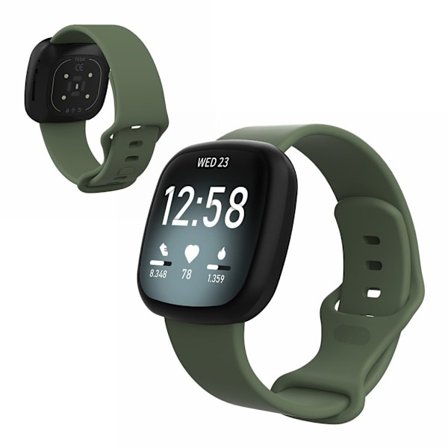 Fitbit Versa 3 / Sense silikon klockarmband - Dark grön Size: S