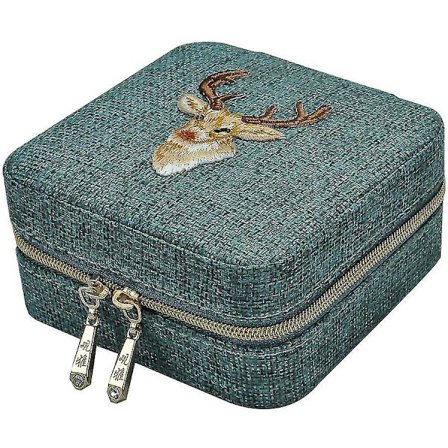 Ny Linnedåse Multifunktionel Halskæde Ring Øreringe Armbånd Opbevaringsboks Organizer Pige Gave Grøn