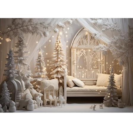 Beenle Jul Fotografi Bakgrund Julträd Gåva Öppen spis Snöflinga Familjefest Banner Porträtt Bakgrund Fotostudio SD-2248 Vinyl 100X75cm