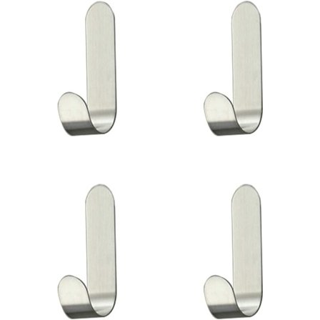 4 stk rustfritt stål selvklebende krok, selvklebende kroker, for håndkle, nøkler, hjem, kjøkken, bad, anti-rust og vanntett 6*1.8cm