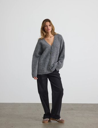 NOISY MAY Nmdolly L/S Knit Cardigan Fwd Noos - Grey - L