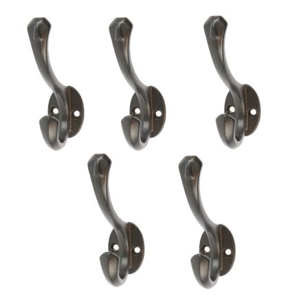 5x Afskårne Endestykker & Frakkekrog Støbejern Vintage Stil 25mm X 85mm Sort--