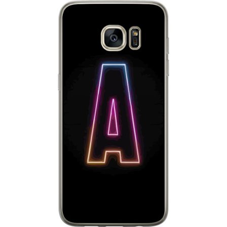 Yhteensopiva Puhelinkuori Samsung Samsung Galaxy S7 edge Minimalistinen neonkirjain A sateenkaarenvärisessä valossa mustaa taustaa vasten modernissa