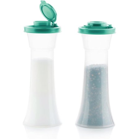 Salt- og pebersæt med 2 beholdere, lufttætte låg, BPA-fri, tåler opvaskemaskine