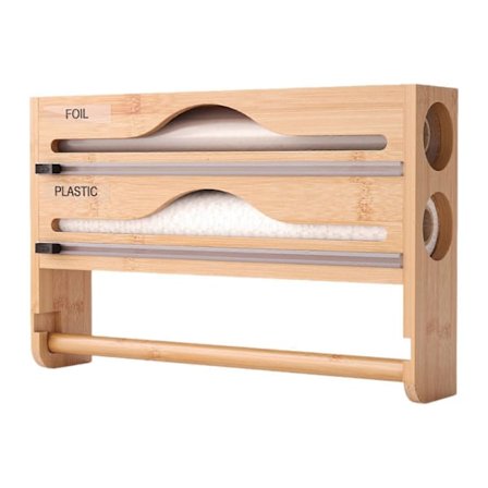 Wrap Dispenser Bambus Aluminiumfolie og Bagepapir Opbevaring