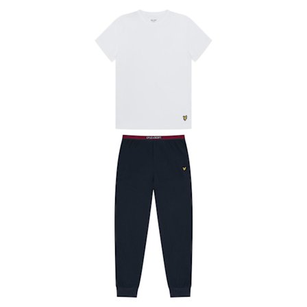 Lyle & Scott Pojkar Lång Pyjamas Set 8-10 År Vit/Marinblå