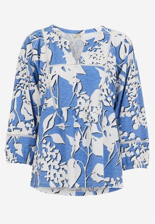 Cellbes of Sweden - Trikåtopp med boho stil - blå / mönstrad - för damer - 50/52