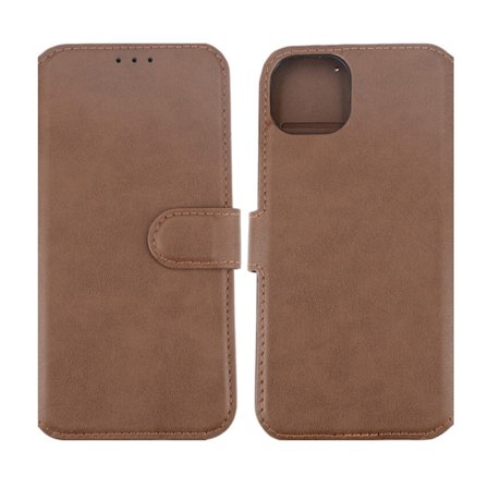 iPhone 15 Plus Plånboksfodral Läder Rvelon - Brun