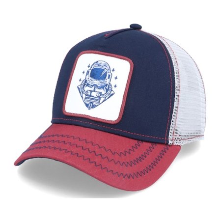 Iconic - Blå trucker Caps - Space Astronaut Patch Navy/Red/Beige Trucker @ Hatstore
