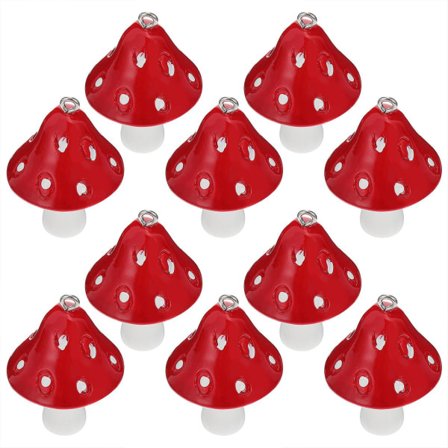 10 kpl DIY-korvakorut Sieni-riipus Avaimenperä Kasvi Dingle Hartsi-riipukset (4X2.5X2.5CM, Punainen) IC
