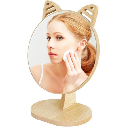 Bærbare Bord- og Benkespeil Badespeil Barberingsspeil Sminkespeil med Stativ Høyklar Sirkelformet Speil Frittstående