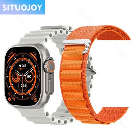 Smart Watch Ultra Ocean Band Series 8 Smartwatch Kroppstemperaturmätning Bluetooth-samtal Män Kvinnor Fitnessarmband 49mm