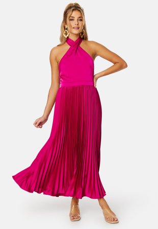 Elle Zeitoune - Jaylee Halterneck Midi Dress - Mulberry - Kläder - - Bubbleroom