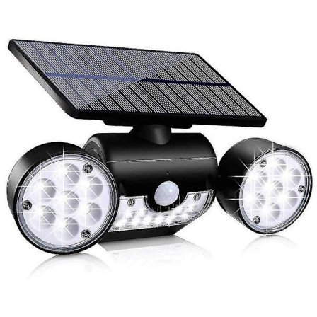 Solcellelamper utendørs, bevegelsessensor sikkerhetslys Solcelle vegglamper med doble spotlights 30 LED vanntett 360 justerbare solcelle bevegelseslys