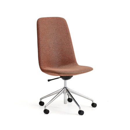 Stol LANGLEY, mellan, med hjulstativ, borstad aluminium/koppar