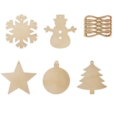 50 kpl Joulukuusen koristeet DIY Joulukoristeet Puiset kiekot Puiset tähdet Puiset lumihiutaleet ja lumiukko Pyöreät puiset kiekot Jouluinen puinen