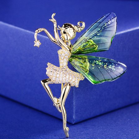 Fe fe sommerfugl broche elegant cikade vinger kreativt stof