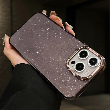 För iPhone 16 Pro Skal IMD Glitter Paljett PC+TPU Stöttåligt Telefonskal (Stil A)