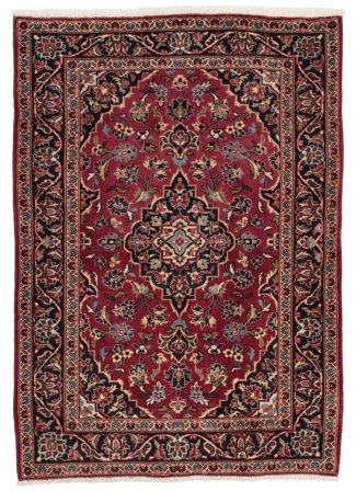 Keshan Rug Hand Knotted 107X150 Dark Red/Black Persia