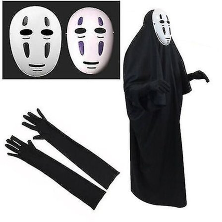 Spirited Away Kaonashi Faceless No Face Man Costume And Mask Halloween Cosplay -a