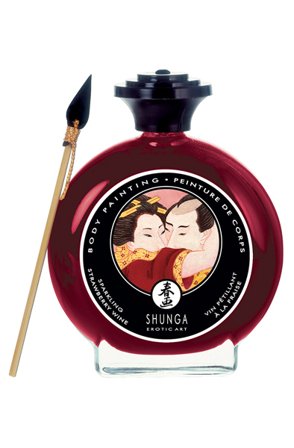 Shunga Erotic Art Bodypaint Champagne Strawberry 100ml Spisebar kroppsfarge