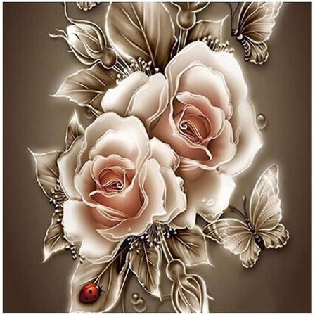 5D Diamantmalerisett, DIY 5D Sommerfugl Rose Blomst Full Drill Krystall Rhinestone Maleri Diamant Broderi Malerier For Vegg