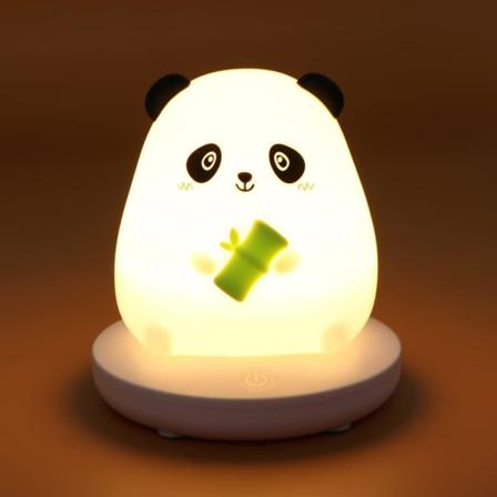 LED-yövalo lapsille, söpö panda-yövalo pehmeästä silikonista kosketusanturilla, kannettava led-eläinsilikonilamppu USB-ladattava
