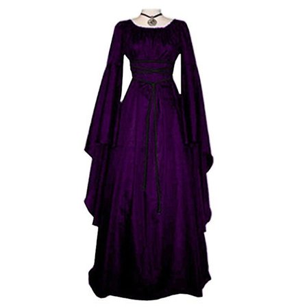 Women Halloween Renaissance Medieval Maxi Dress Gothic Cosplay Costume