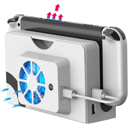 Ekstern kjølevifte for Switch OLED, 3 hastighetsinnstillinger, varmeavledende kjøler, erstatningsbakdeksel kompatibelt med Nintendo Switch OLED Dock