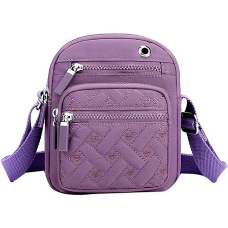 Damväska i canvas, axelväska, mobilväska för shopping, resor, lila