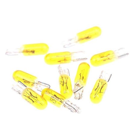 10 stk. T5 12v 1.2w halogen instrumentlys for bil Dashbordpære auto interiør Yellow