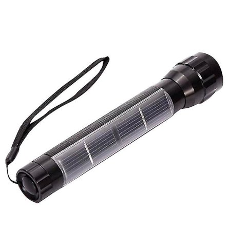 1 stk LED Campinglys Oppladbar Spotlight Solcellelader Campinglykt Utendørs Lommelykt Blendslys (svart)