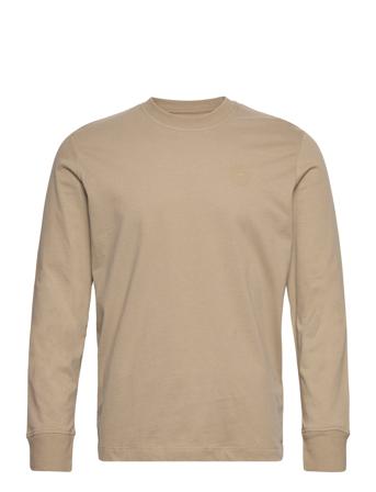 Longsleeve With Chest Print T-shirts Long-sleeved Beige Tom Tailor