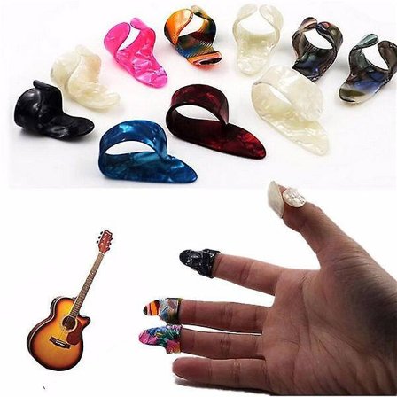 Gitarr Plast Nail Picks Plektrum 3 Finger Picks + 1 Thumb Pick Plectrums
