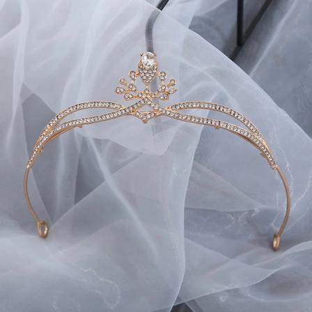 Ljus Lyx Kristall Krona Tiara För Kvinnor Flickor Bröllop Elegant Strass Brudkrona Håraccessoarer Festsmycken Gold