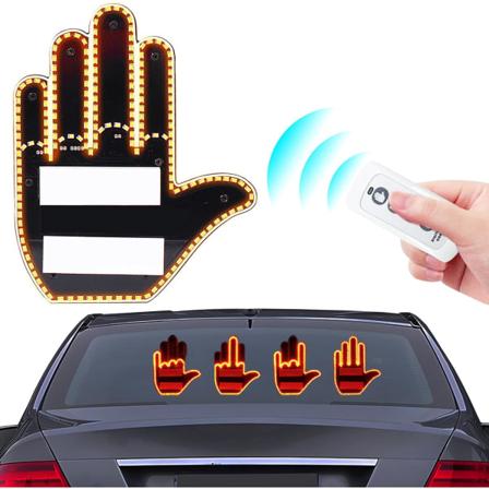 Mellomfingerbilljus, Road Rage LED-skilt for bil, Glogesturhåndlys, Lyser opp langfinger for bilvindu med fjernkontroll, lastebiltilbehør B