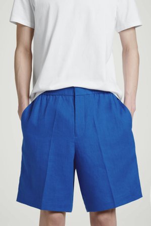 COS Men's Shorts Elasticizzati In Lino in Blu
