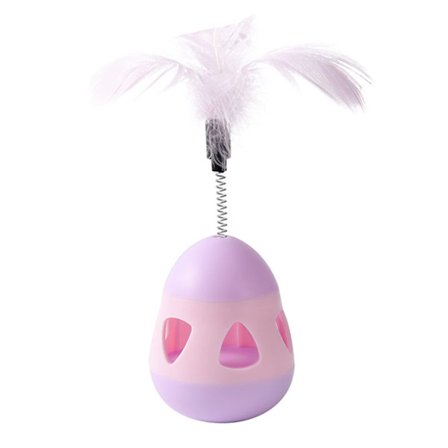 Katt Godbit Dispenser Leke med Fjær Interaktiv Forhindrer Velting Katt Slow Feeder Puslespill Ball Rosa Lilla