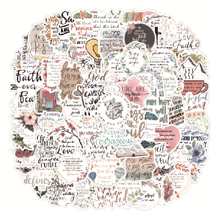 100 bibel citat klistermærker, klistermærker til bærbare computere, vinyl klistermærker til bil, bagage, skateboard og motorcykel, klistermærker til 