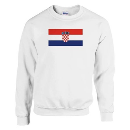 Sweatshirt - PIXELFORMA - Flag of Croatia - Hvid - Lange ærmer - Klassisk krave
