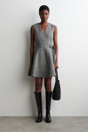 COS Women's Tweed Mini Wrap Dress in Grey