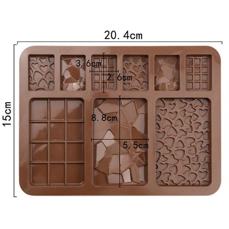 Silikonform för choklad, gelé, block, bar, epoxi, istärning, fondant, tårta