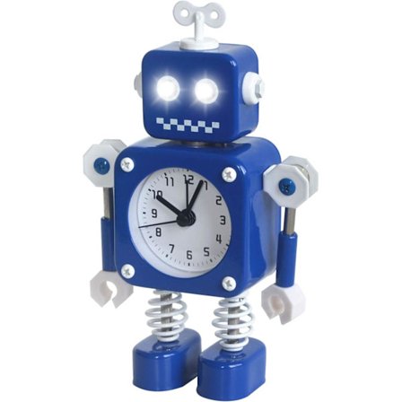 Robot Väckarklocka Utan Tickande Ljud (Blå)