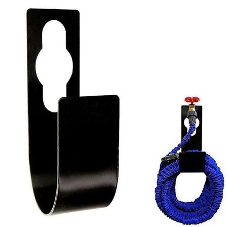 Hageslangeholder i rustfritt stål, veggmontert - Slitesterk metallkrokhenger for vannslange