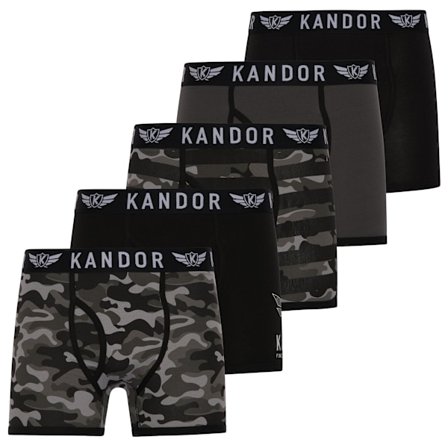 Kandor Herr Camobee Bambus Boxer Shorts (5-pack) L Grå
