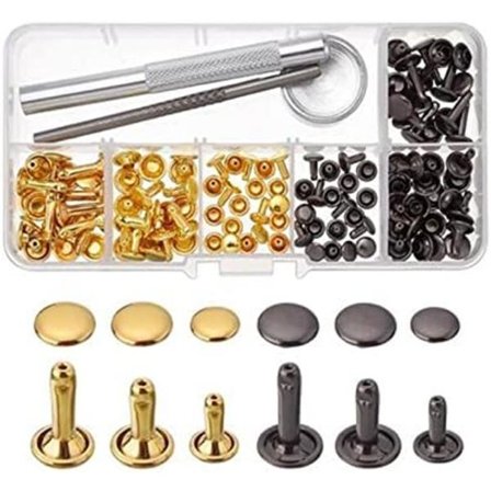 20 stk. lædernitter, 1 knap side/1 søm dobbelt hætte nitte rørformet rem fastgørelsesværktøj til DIY læderhåndværk