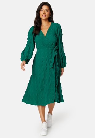 BUBBLEROOM Triniti midi wrap dress Green Klær