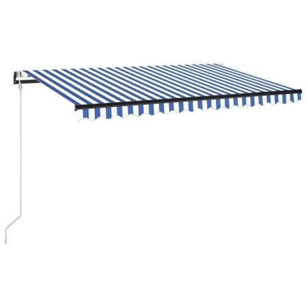 Vidaxl Markis Automatiskt Infällbar 450x350 Cm Blå Och Vit Blå