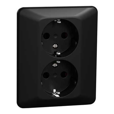 Elko EKO40009 RS Stikkontakt 2-veis, innfelt, svart, Strømbrytere & vegguttak