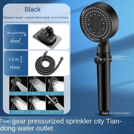 Højtryksbrusehoved Brusehoveder Slange STYLE 1-SORT SÆT